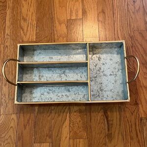 Hobby Lobby Galvanized Metal sectioned Tray with Gold Accents